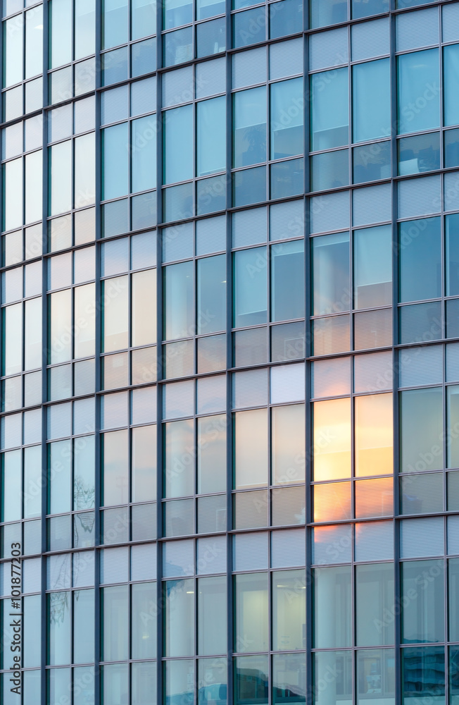 Sunset reflections in skyscraper wall Sunset reflections in skyscraper wall