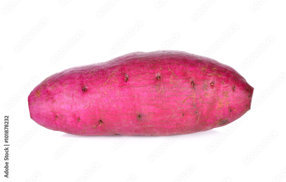 unpeeled raw sweet potato on white background unpeeled raw sweet potato on white background
