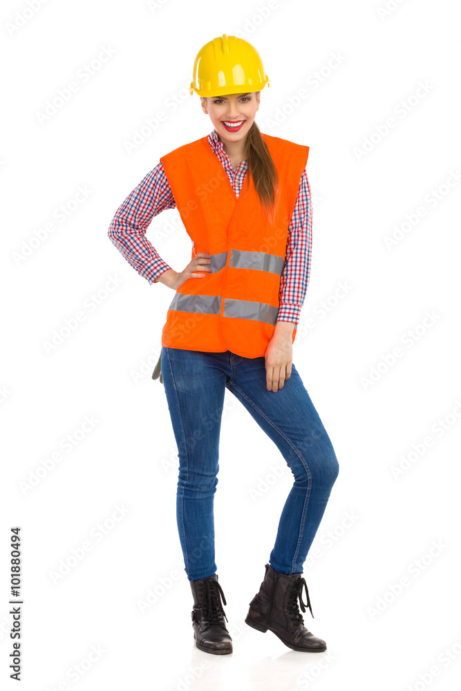 Smiling Female Construction Worker Smiling Female Construction Worker
