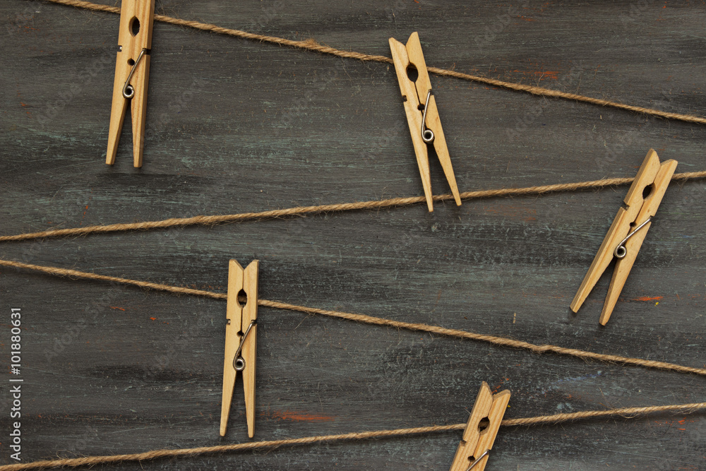 Εκτύπωση καμβά Twine and clothespins (background)