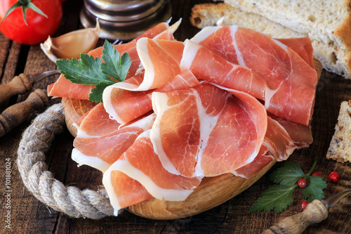 Jamon serrano - Spanish cured ham or Italian prosciutto