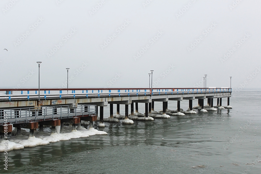 Palanga bridge in winter 