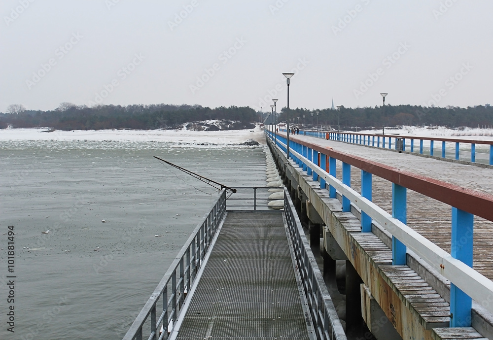 Palanga bridge in winter 