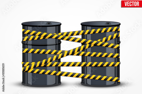 Oil barrels with danger line