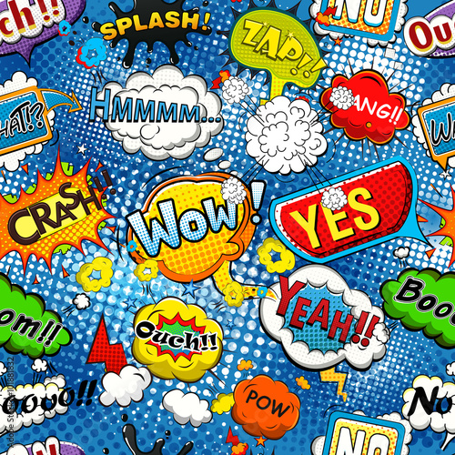 Comic speech bubbles seamless pattern vector
