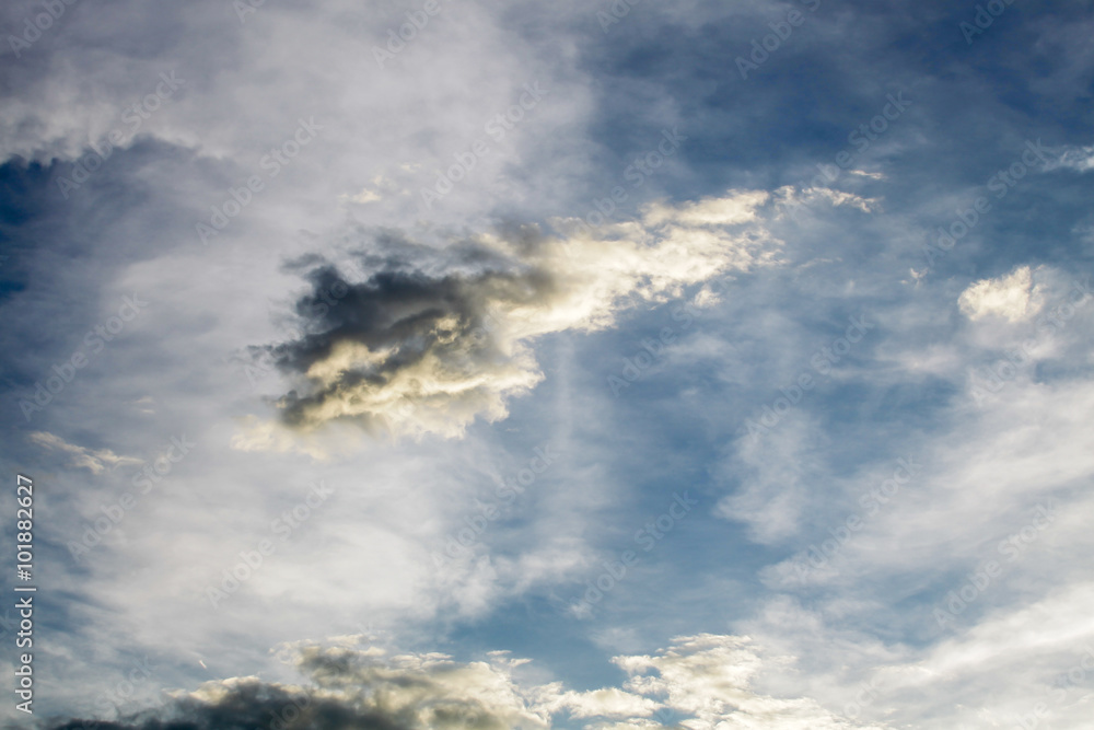 colorful dramatic sky with cloud at sunset