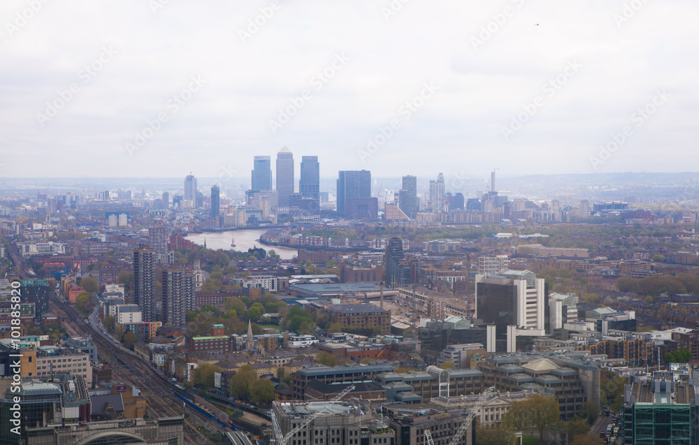 LONDON, UK - APRIL 22, 2015: Canary Wharf business and banking aria