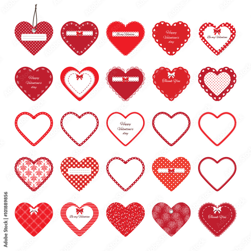 Valentine's day hearts mega set isolated on white. Valentine's day hearts mega set isolated on white.