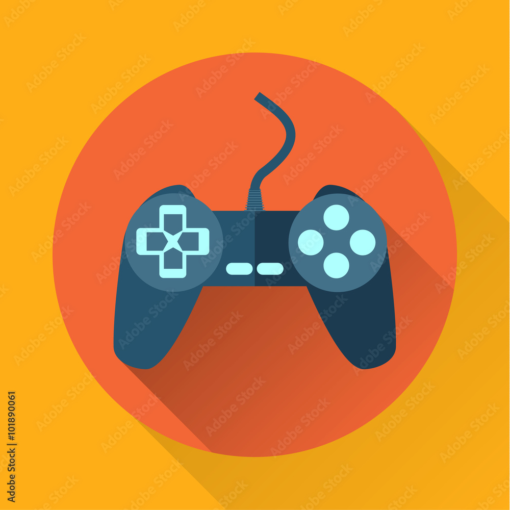 Game controller flat icon with long shadow Game controller flat icon with long shadow