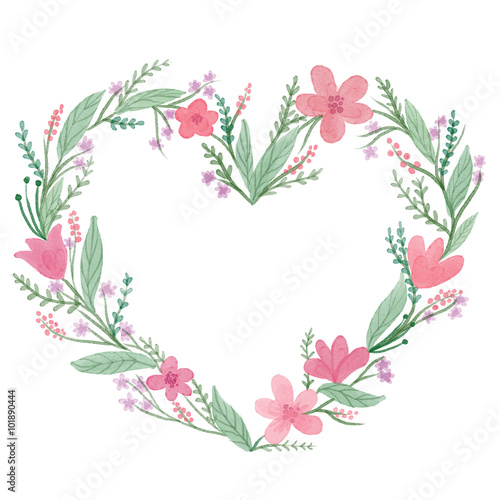 Flower watercolor wreath for beautiful design. © mariasem
