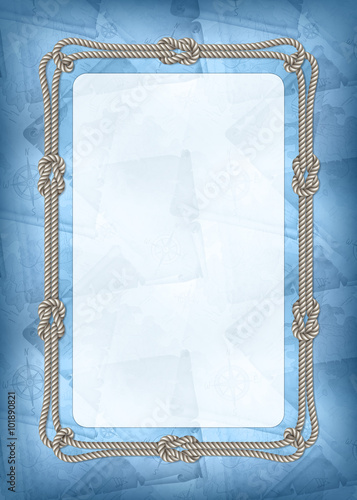 Vertical template of diploma, banner or greeting card with sea design elements, vector illustration