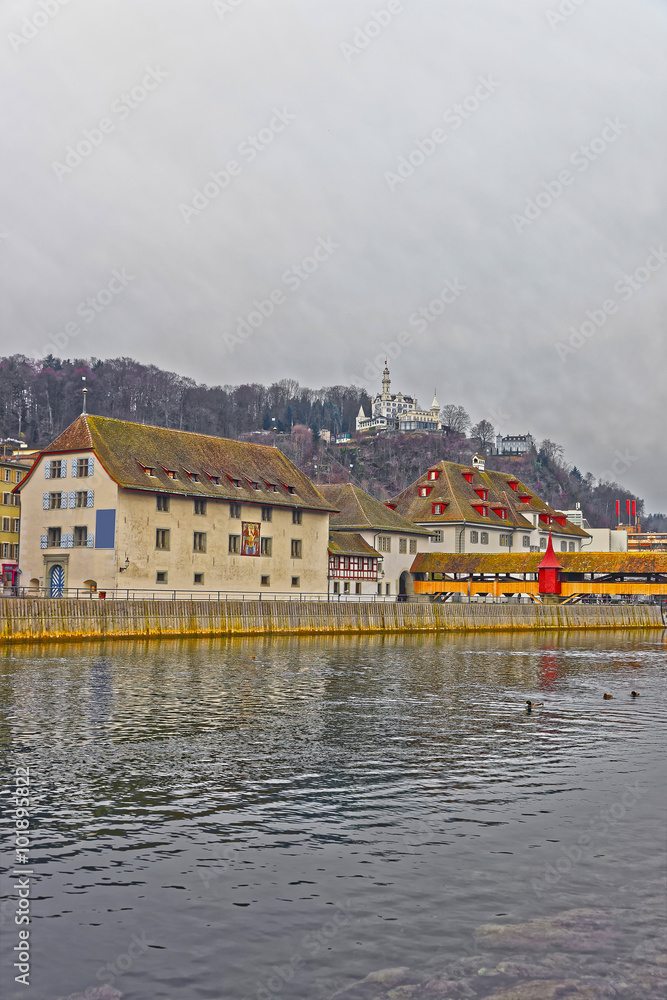 Embankment of the Aare river in Solothurn of Switzerland