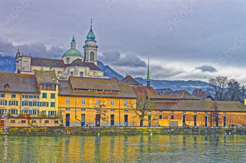 Waterfront of Saint Ursus Cathedral in Solothurn