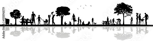people in the picnic area, barbecue
