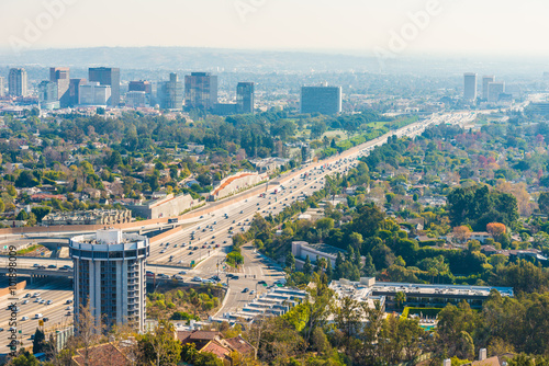 Los Angeles with busy freeway