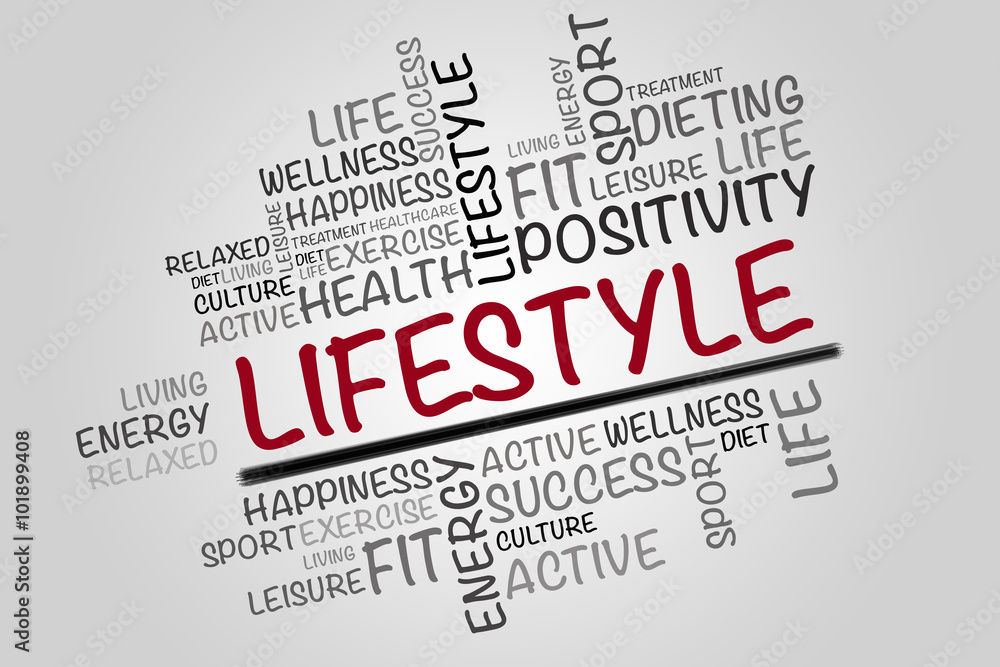 Φωτογραφία Lifestyle word cloud, fitness, sport, health concept