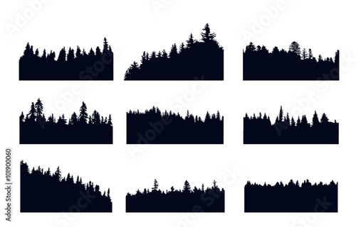 Set of ferest silhouette