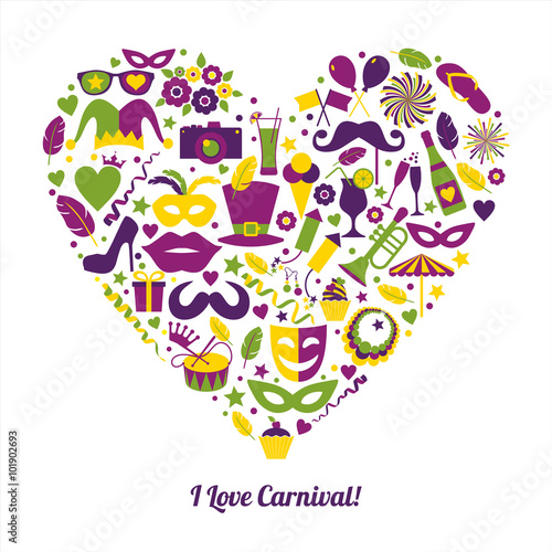 Carnival vector illustration in heart.