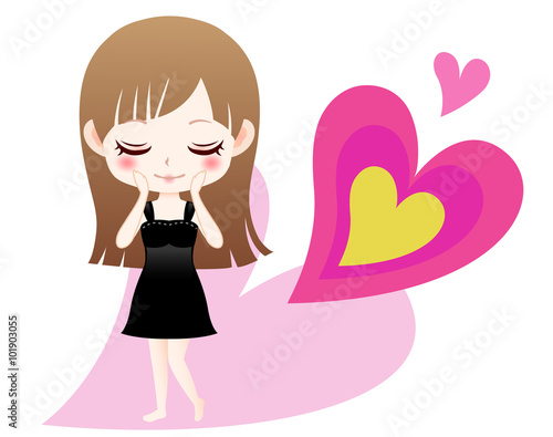 かわいい女の子のキャラクターイラストとハート Stock Vector Adobe Stock かわいい女の子のキャラクターイラストとハート Stock Vector Adobe Stock
