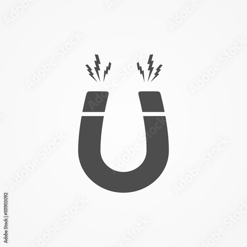 Icon horseshoe magnet, magnetism attraction. Flat design. Vector illustration.