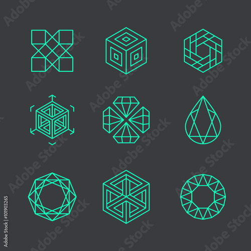 Vector abstract modern logo design templates in trendy linear st