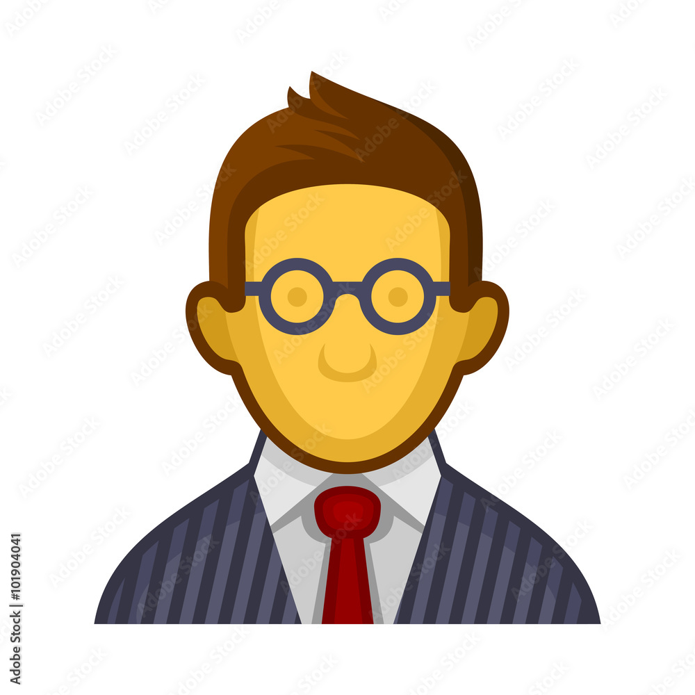 Businessman or Programmer Avatar Profile Userpic on White Background. Vector