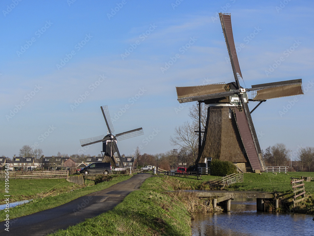 Dutch windmills, Streefkerk, South Holland, Netherlands