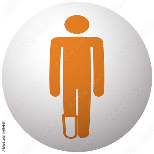 Orange Foot icon on sphere isolated on white background