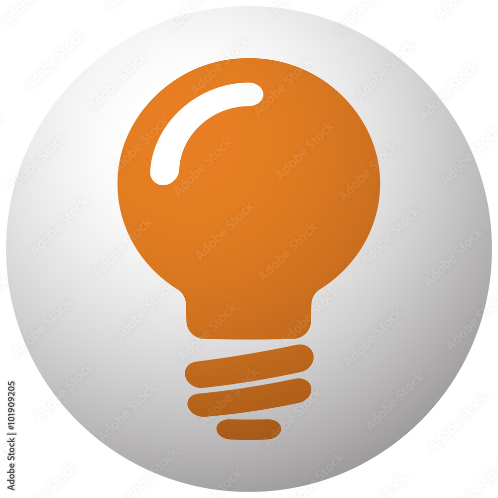 Orange Light Bulb icon on sphere isolated on white background Orange Light Bulb icon on sphere isolated on white background