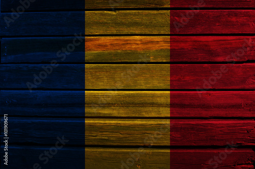 Flag of Romania on wood