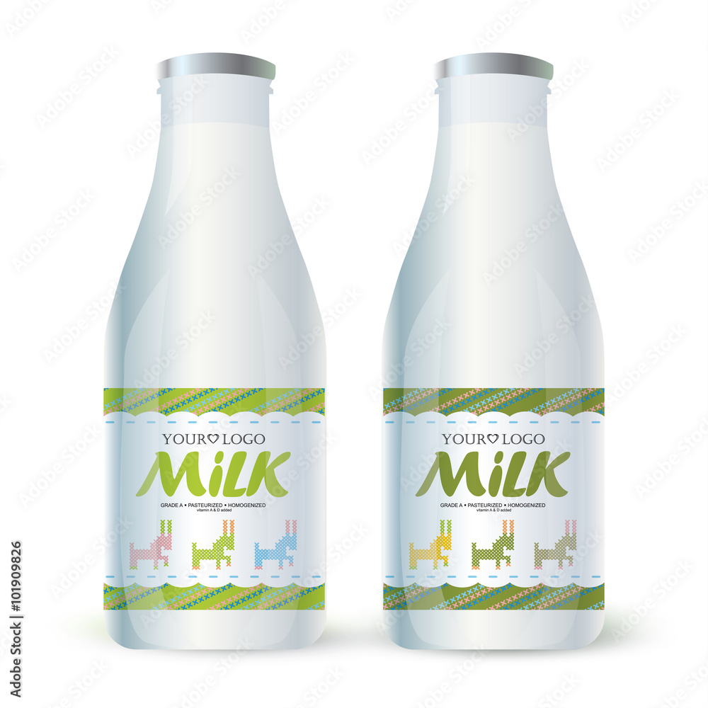 Label milk with the concept of cross-stitch Label milk with the concept of cross-stitch