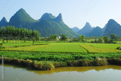 Beautiful Karst rural scenery in spring, China