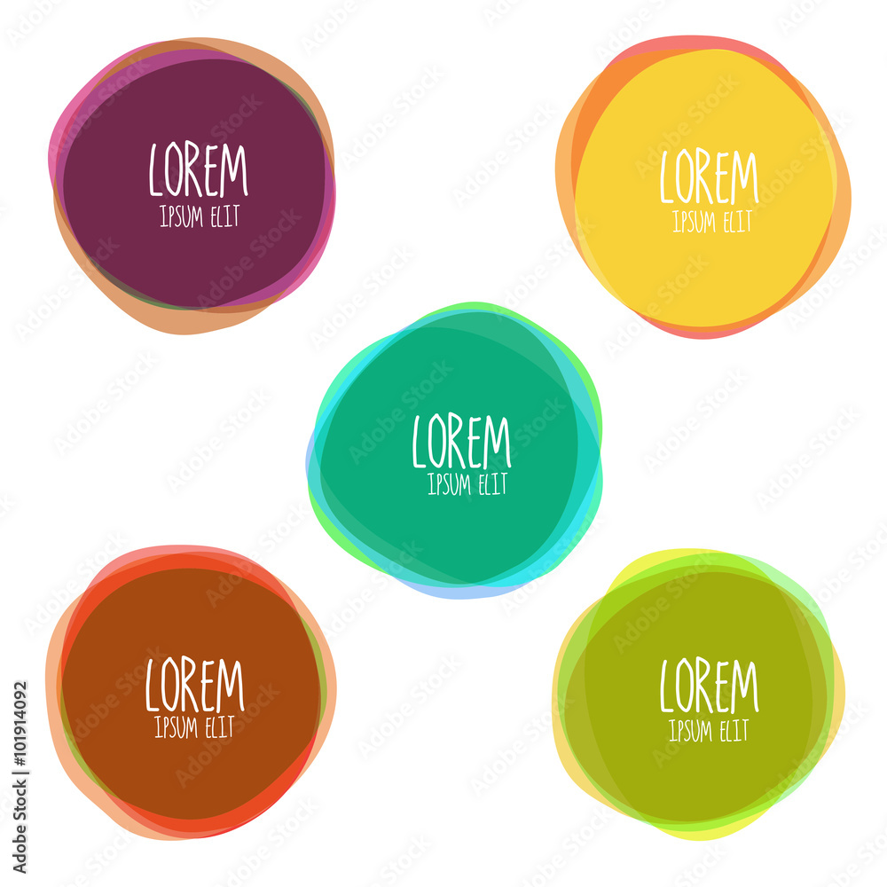 Vector colorful round abstract shapes. Earth colors for fall season banner design. Flat, no transparency.