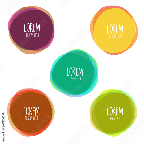 Vector colorful round abstract shapes. Earth colors for fall season banner design. Flat, no transparency.
