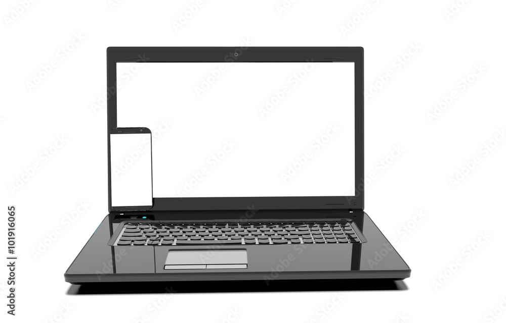 laptop, mobile phone - isolated on white with clipping path laptop, mobile phone - isolated on white with clipping path