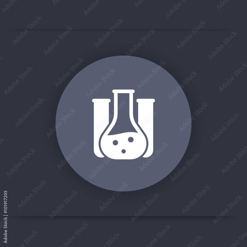 Chemistry icon, lab experiment, chemistry lab round flat icon, vector illustration Chemistry icon, lab experiment, chemistry lab round flat icon, vector illustration