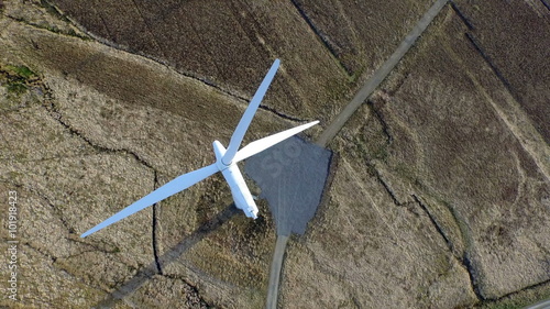 Stunning aerial shot of wind turbine's near Scrabster, highland, Scoland
 photo