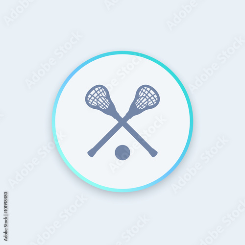 Lacrosse icon, sign, crossed crosses, lacrosse sticks and ball round icon, vector illustration © nexusby