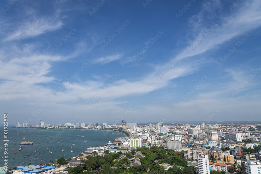Pattaya cityscape is city is famous about sea sport and night li