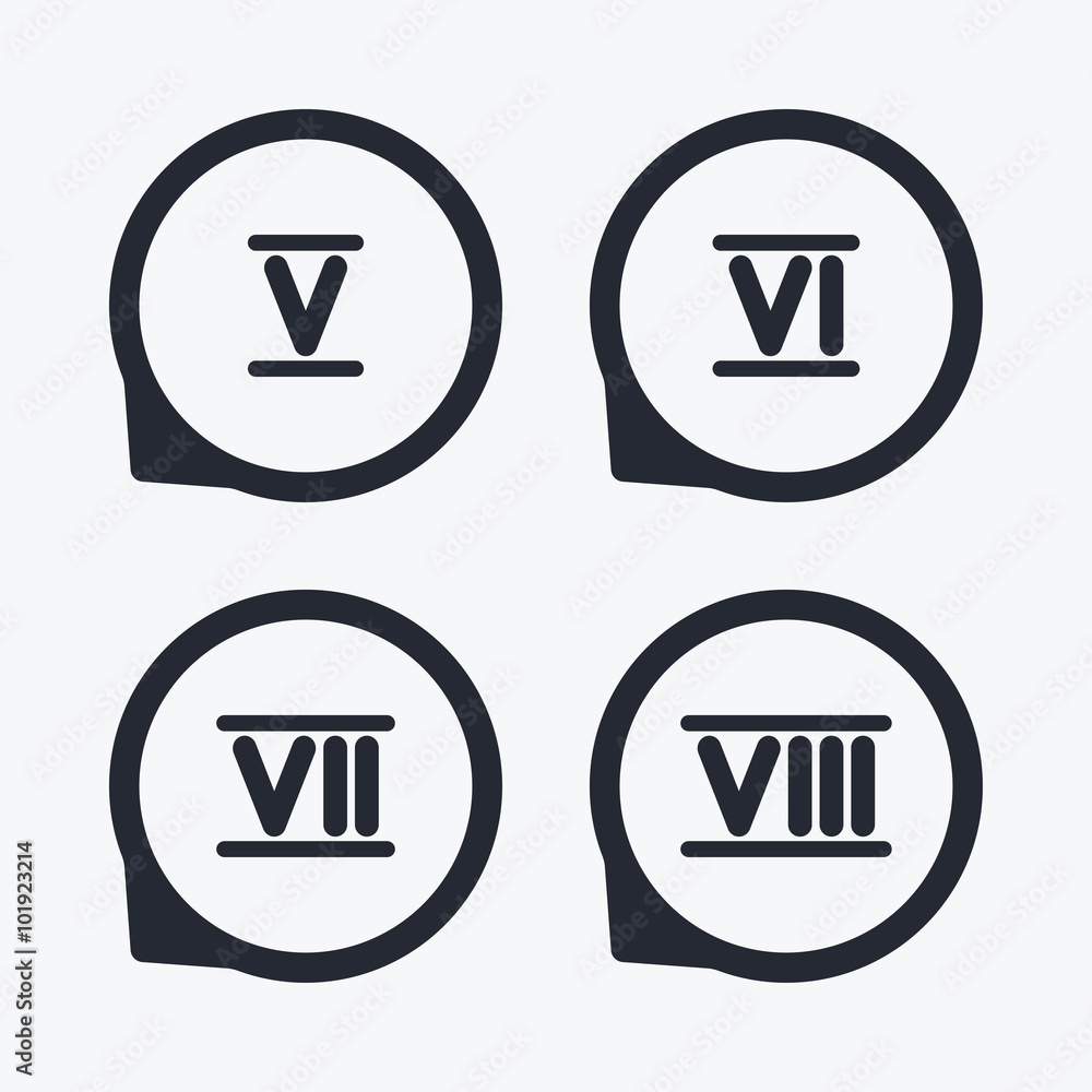 Roman numeral icons. Number five, six, seven. Roman numeral icons. Number five, six, seven.
