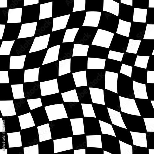 Seamless geometric pattern. Checkered waves in black and white. Graphic design element for web sites, stationary printables, fabric, scrapbooking etc.