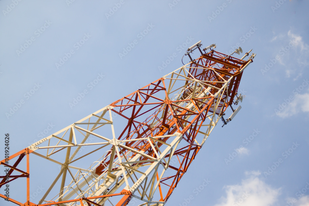 selected focus telecommunication tower with antennas. selected focus telecommunication tower with antennas.