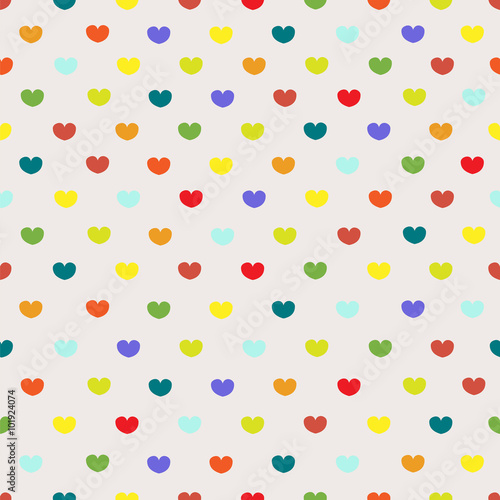 Vintage colored heart textile print seamless pattern