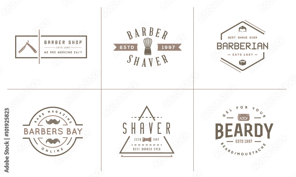 Set of Vector Barber Shop Elements and Shave Shop Icons Illustration can be used as Logo or Icon in premium quality Set of Vector Barber Shop Elements and Shave Shop Icons Illustration can be used as Logo or Icon in premium quality