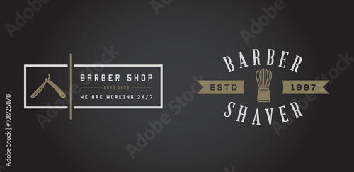 Set of Vector Barber Shop Elements and Shave Shop Icons Illustration can be used as Logo or Icon in premium quality