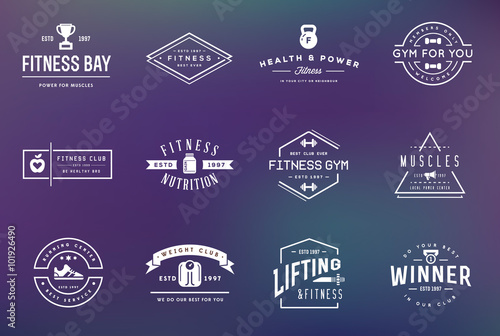 Set of Vector Fitness Aerobics Gym Elements and Fitness Icons Illustration can be used as Logo or Icon in premium quality