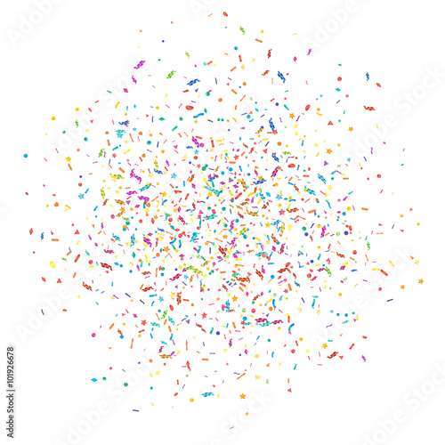 Abstract colorful confetti background. Isolated on white. Vector holiday illustration.