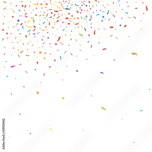 Abstract colorful confetti background. Isolated on white. Vector holiday illustration.