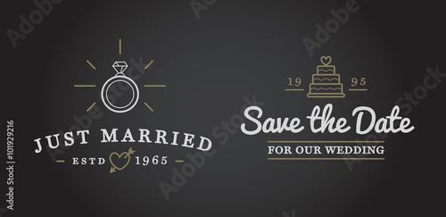 Set of Vector Wedding Love Elements Merry Me Illustration can be used as Logo or Icon in premium quality