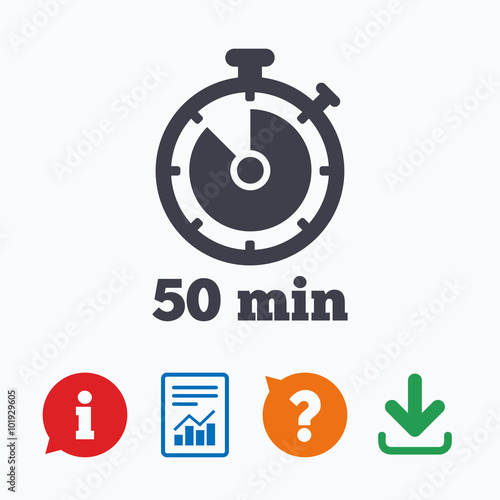 Timer sign icon. 50 minutes stopwatch symbol.